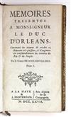 BOULAINVILLIERS, HENRI, Comte de. Memoires presentés à Monseigneur le Duc dOrleans.  2 vols. in one.  1727